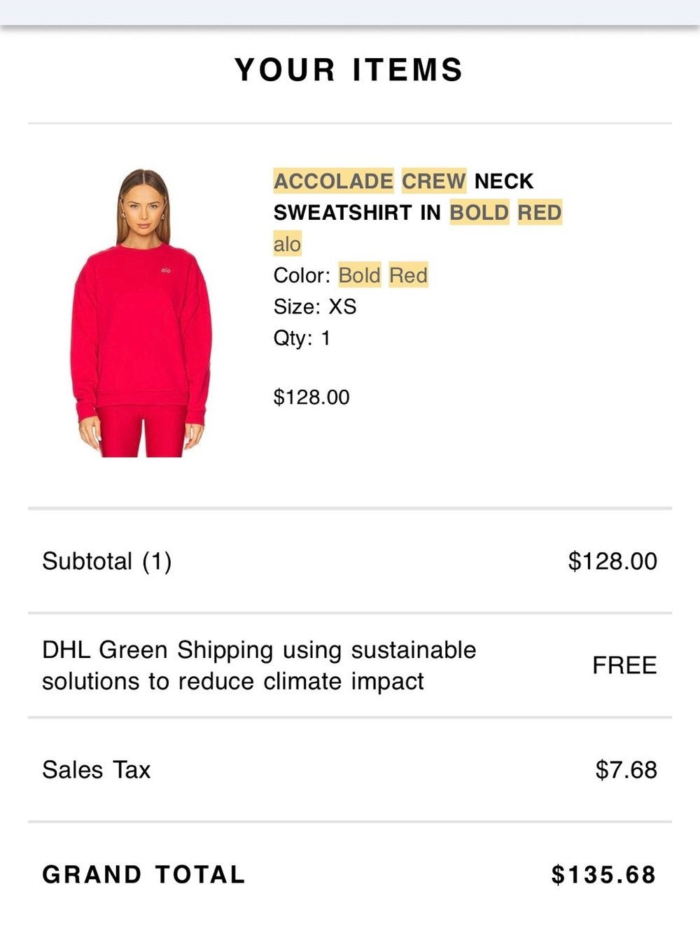 Alo Accolade Crew Neck Pullover Bold Red Sz XS NWOT - Picture 4 of 4